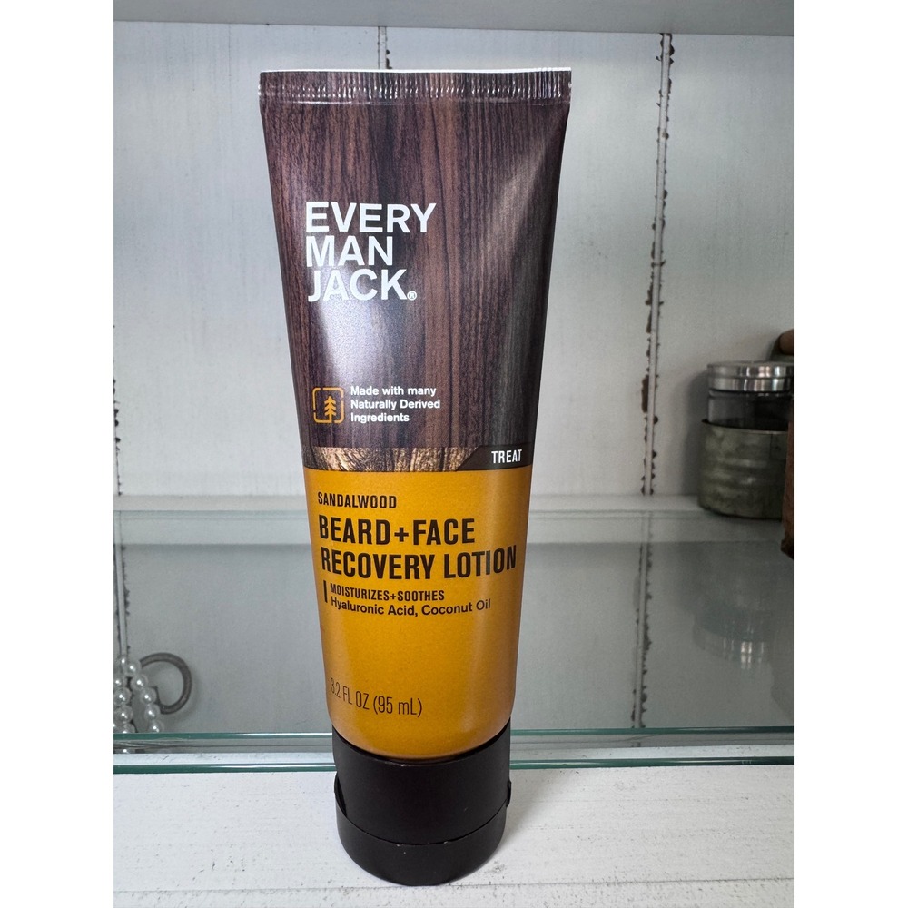 Every Man Jack Sandalwood Beard and Face Recovery Lotion 3.2‎ oz Hyaluronic Acid